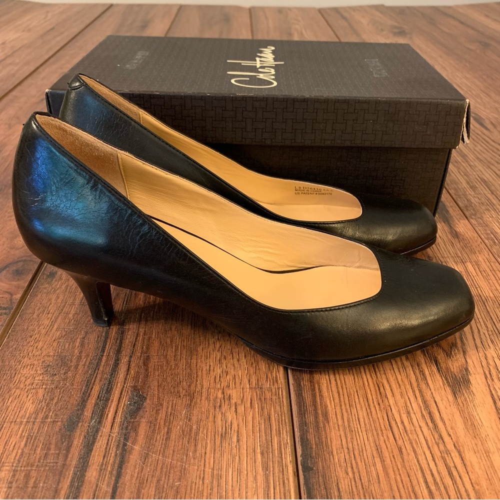 Cole Haan Black Leather Mid Heel Pumps